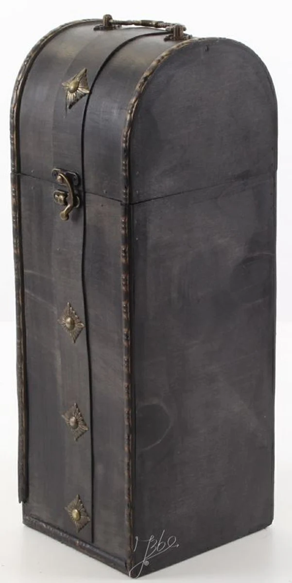 Art Deco wine case / wine box black 14.5 x 12.5 x H. 37 cm - wooden case