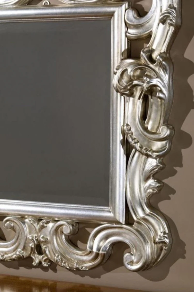 Luxury Baroque wall mirror silver 86 x 8 x H. 114 cm - Magnificent antique style mirror with beautiful decorations - Luxury quality - Made in Italy