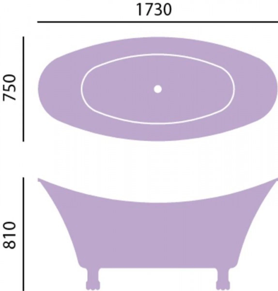 Art Nouveau bathtub freestanding gold model He-Lyd 1730mm - freestanding retro antique bathtub baroque style