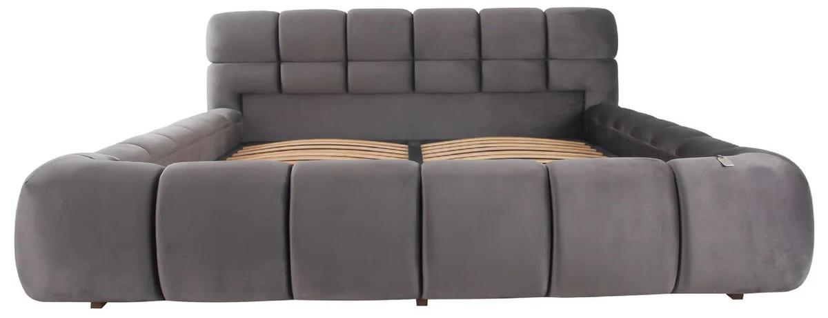 Luxury double bed gray - Various sizes - Modern bed with headboard and slatted frame - Modern bedroom furniture