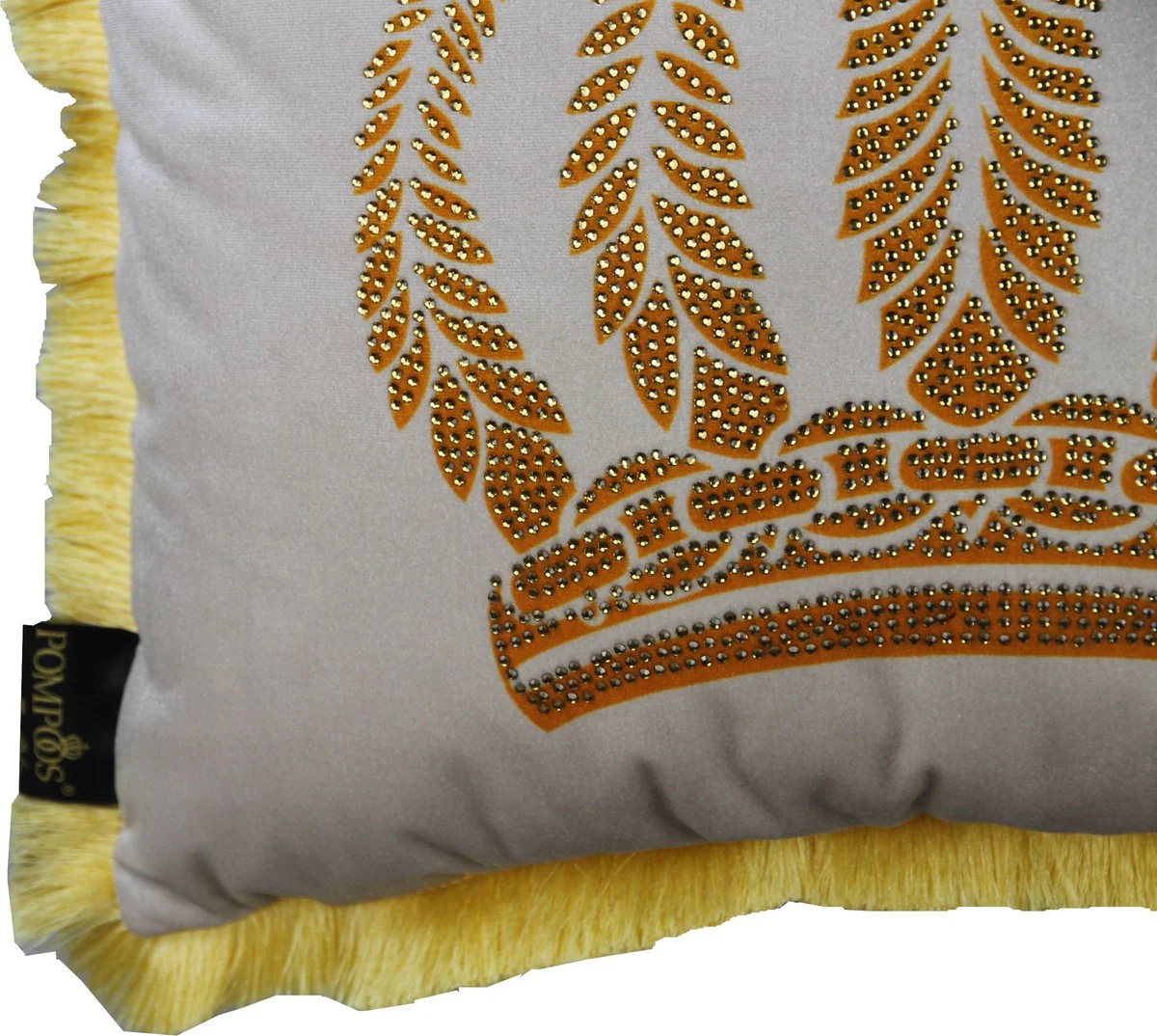 Harald Glööckler luxury decorative cushion Pompöös by cream / gold crown with rhinestones - Glööckler cushion