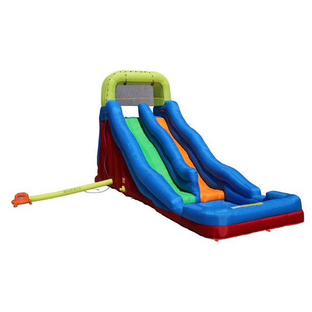 BANZAI Double Drop Raceway Large Inflatable Water Park Play Center - Dual Racing Water Slides and Climbing Wall - Outdoor Summer Fun for Kids and Families