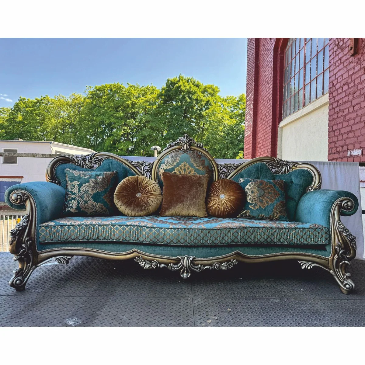 Luxury Baroque Living Room Set Turquoise / Silver - Baroque Style Furniture