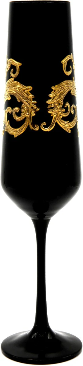 Pompöös by luxury champagne glass with 24 carat gold plating black / gold Ø 6 x H. 25 cm - Pompöös champagne glass designed by Harald Glööckler