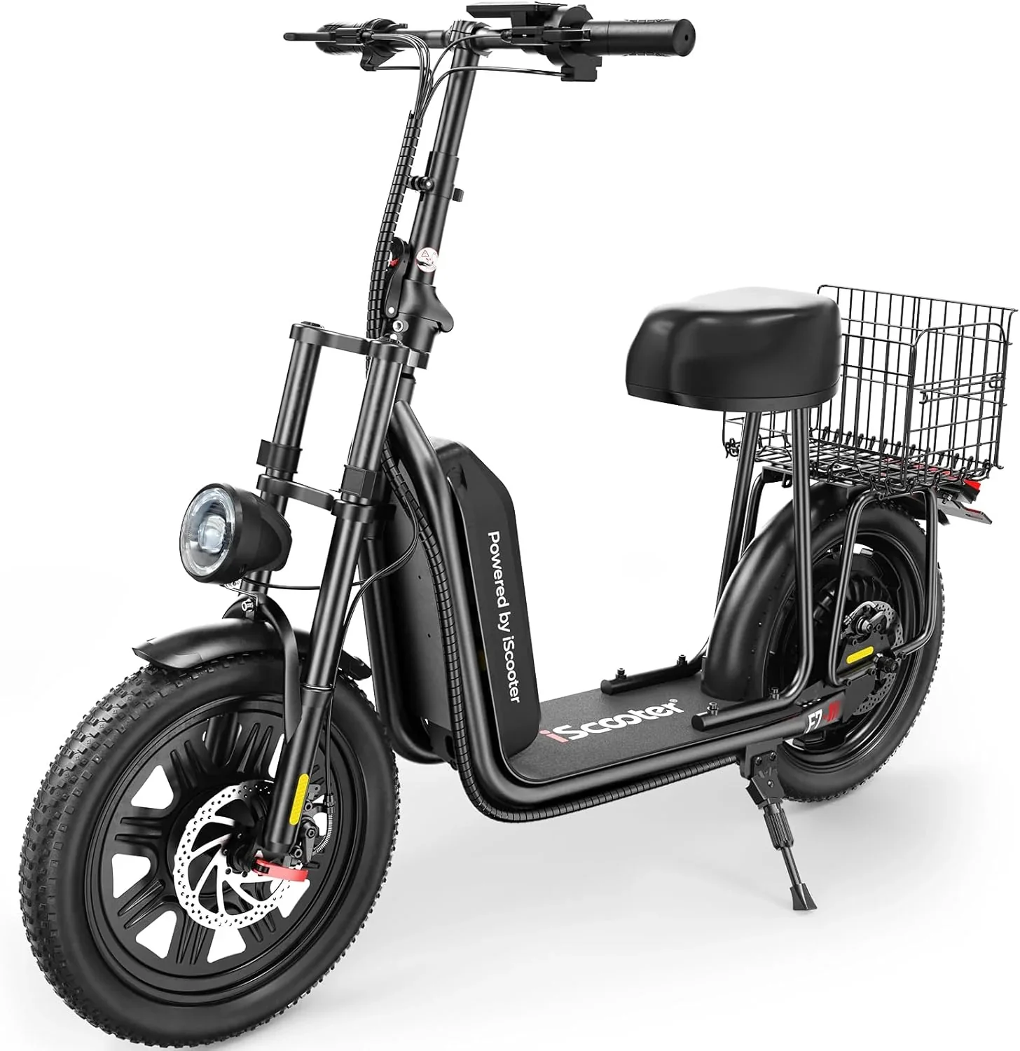 iScooter electric scooter with seat 28/19/15.6 mph top speed dual suspension scooter