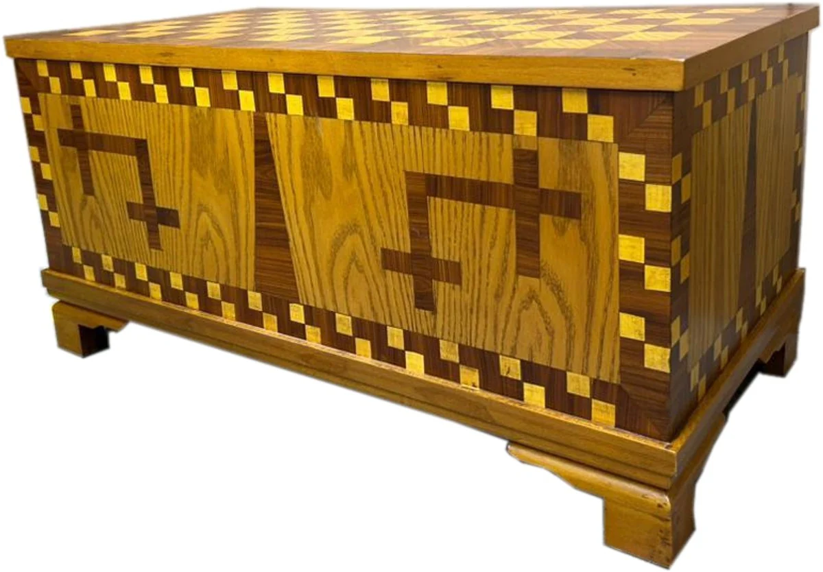 Chest chest of drawers 1940s museum replica replica 102 x 52 x H 50 cm - brown inlays antique style furniture Berlin chest Art Deco