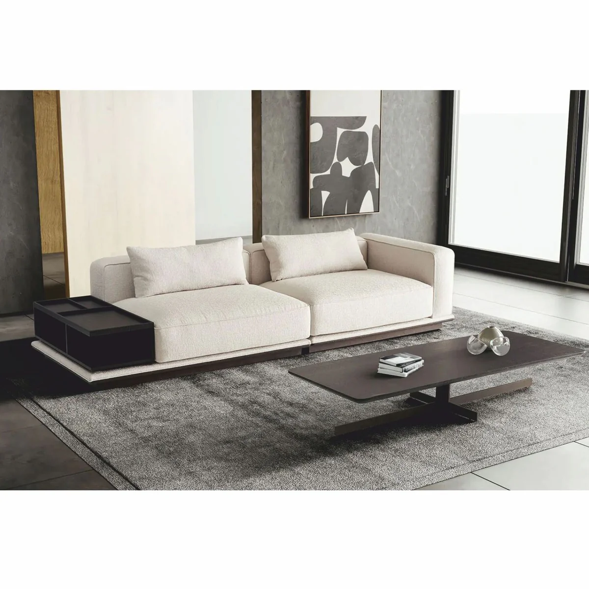 Luxury Sofa White / Black / Dark Brown 286 cm - Living Room & Hotel Furniture