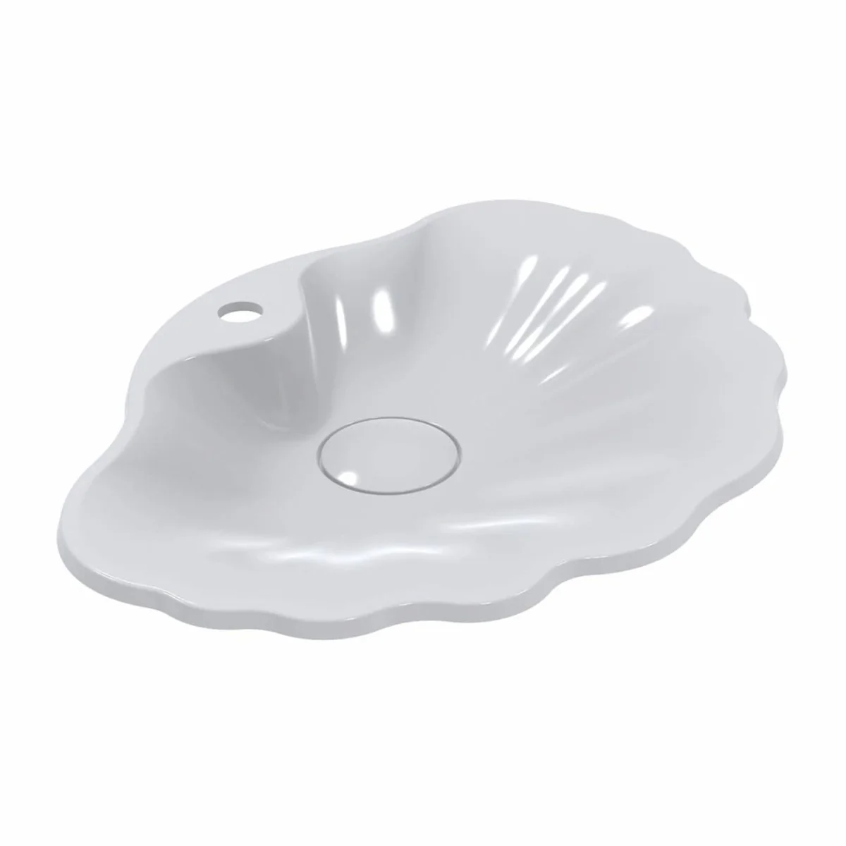 Luxury basin bowl in shell shape high gloss white 61.8 cm