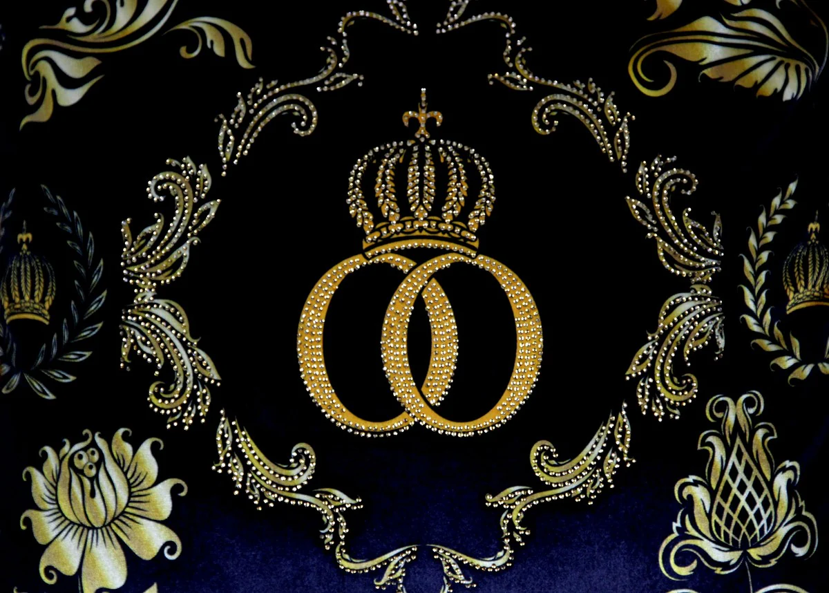 Harald Glööckler luxury decorative baroque cushion Pompöös by black / gold crown deluxe with rhinestones - Glööckler cushion AAA