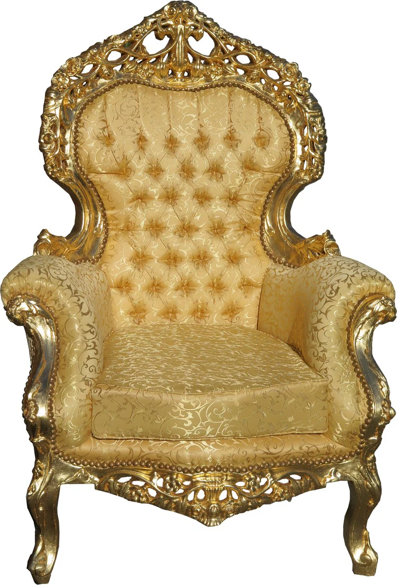 Baroque living room set Versailles II gold pattern / antique gold - 3 seater sofa + 2 armchairs