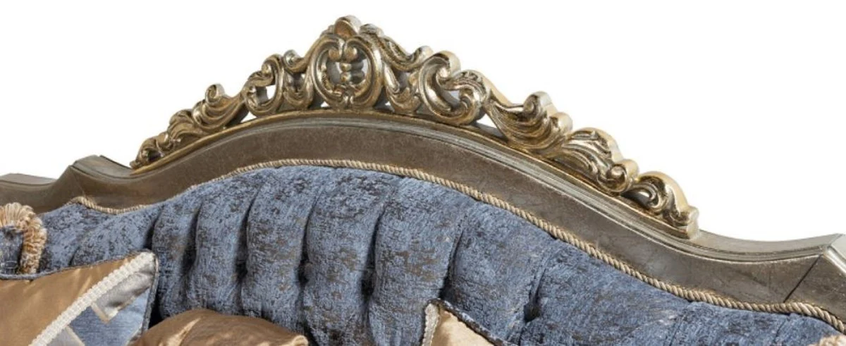 Luxury Baroque Sofa Blue / Silver / Gold - Handmade Living Room Sofa in Baroque Style - Baroque Living Room Furniture - Noble & Magnificent