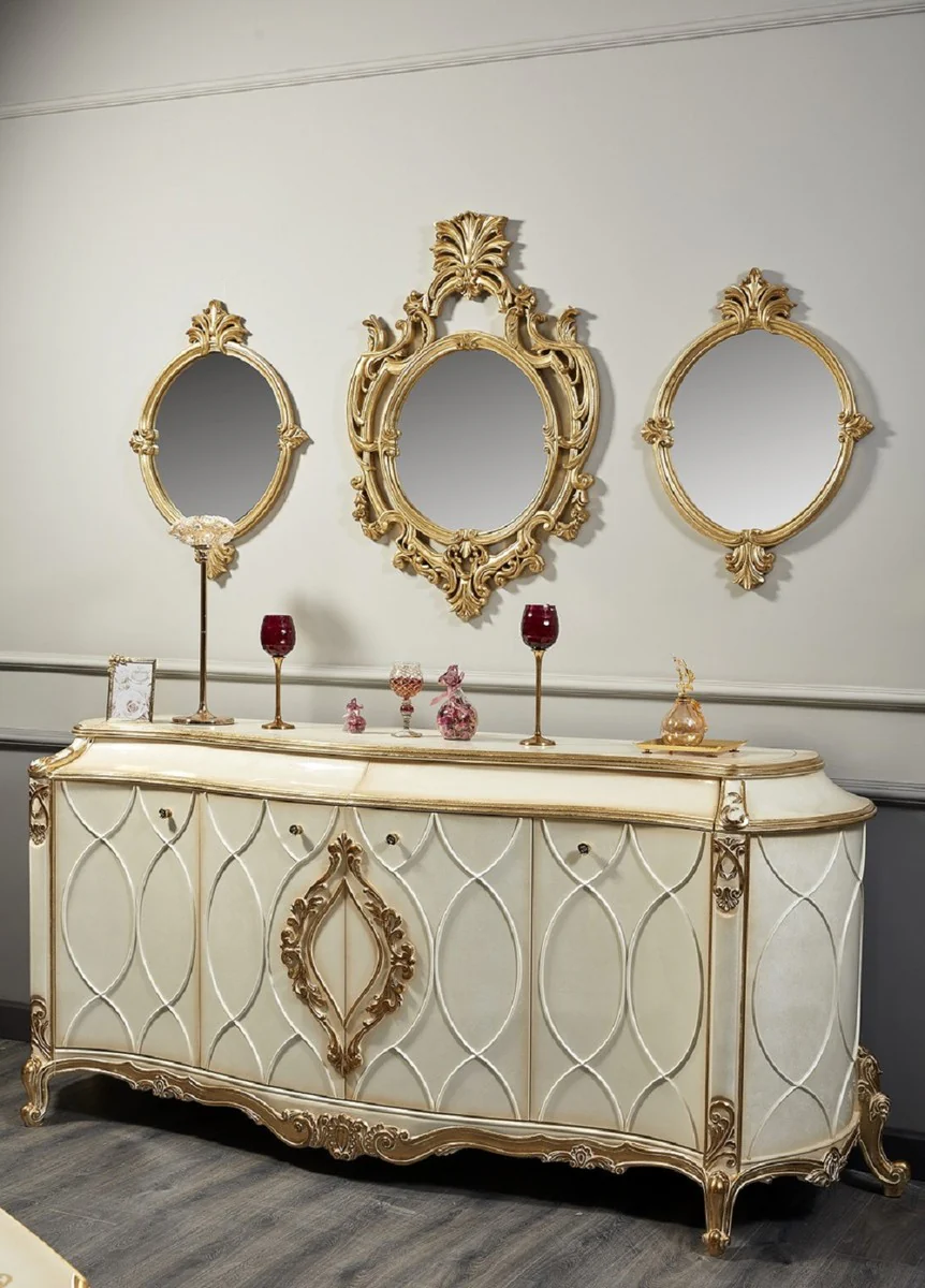 Luxury Baroque Mirror Set Gold - 3 handmade wall mirrors in Baroque style - Magnificent Baroque furniture
