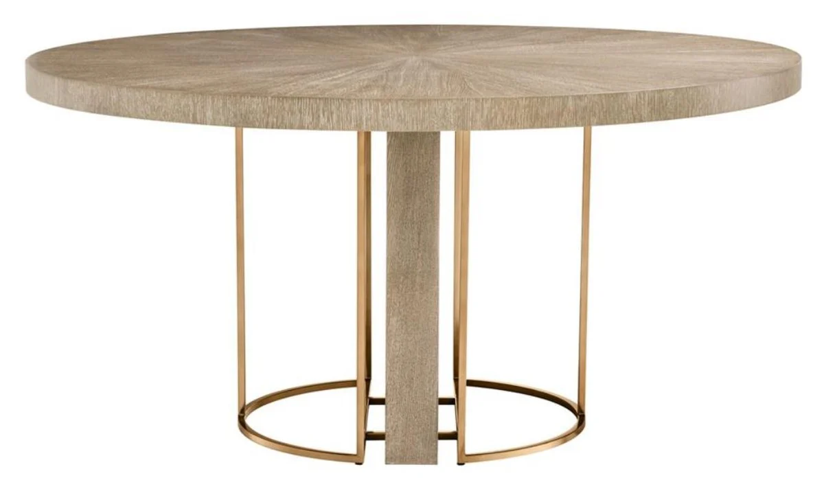 Luxury dining table brown / brass Ø 150 x H. 75 cm - luxury quality