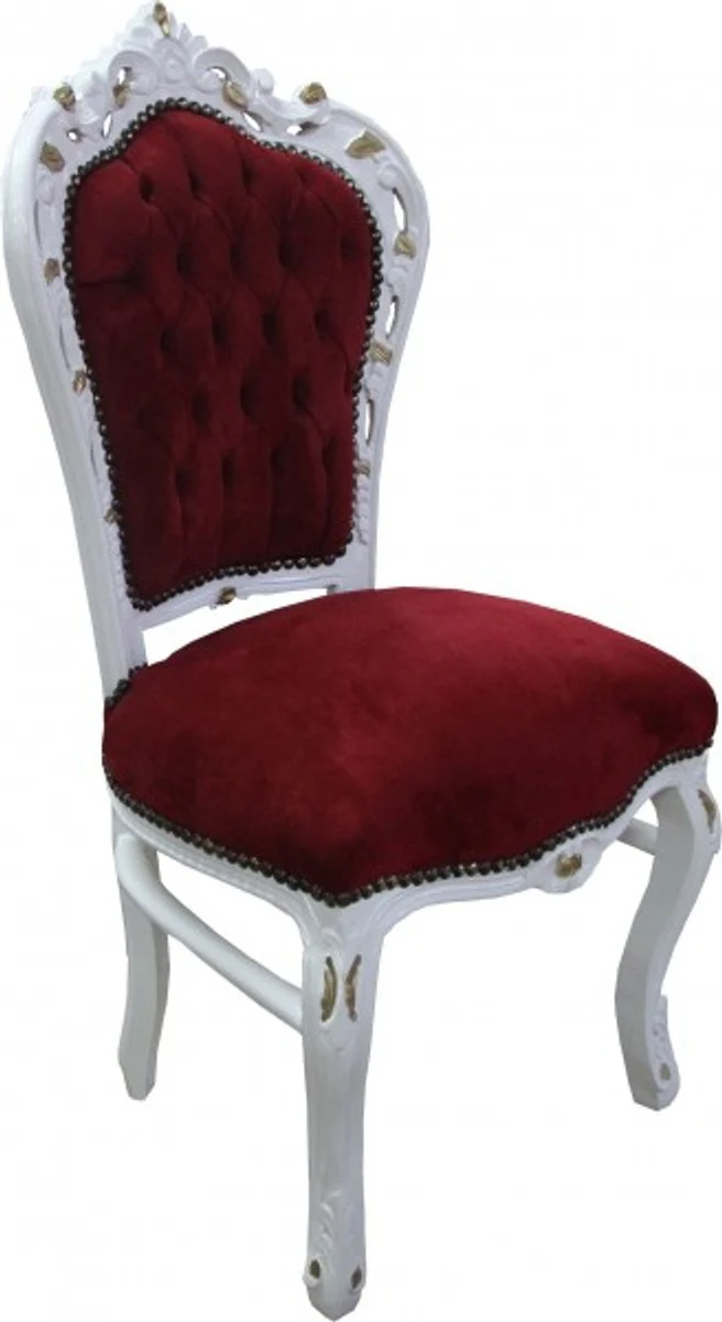 Baroque Dining Room Chair Bordeaux/White/Gold - Antique Furniture - Limited Edition
