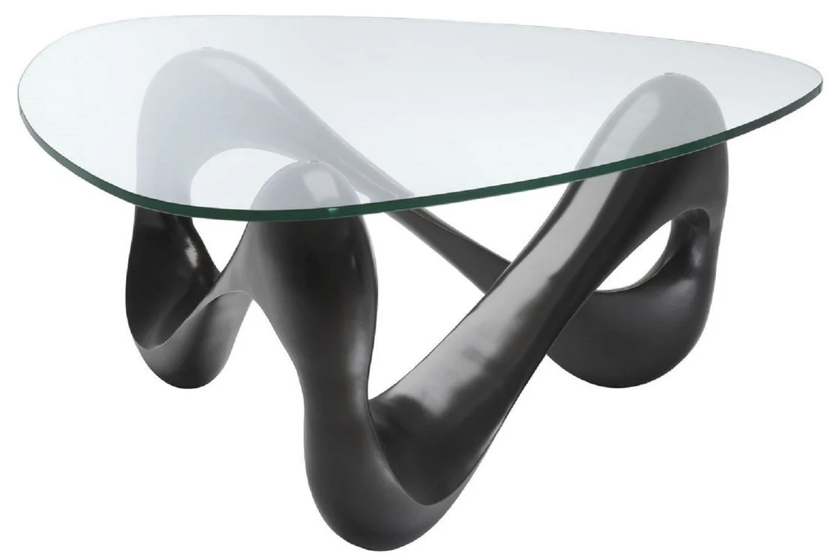 Designer coffee table bronze 100.5 x 98 x H. 43.5 cm - living room table with triangular glass top - luxury furniture