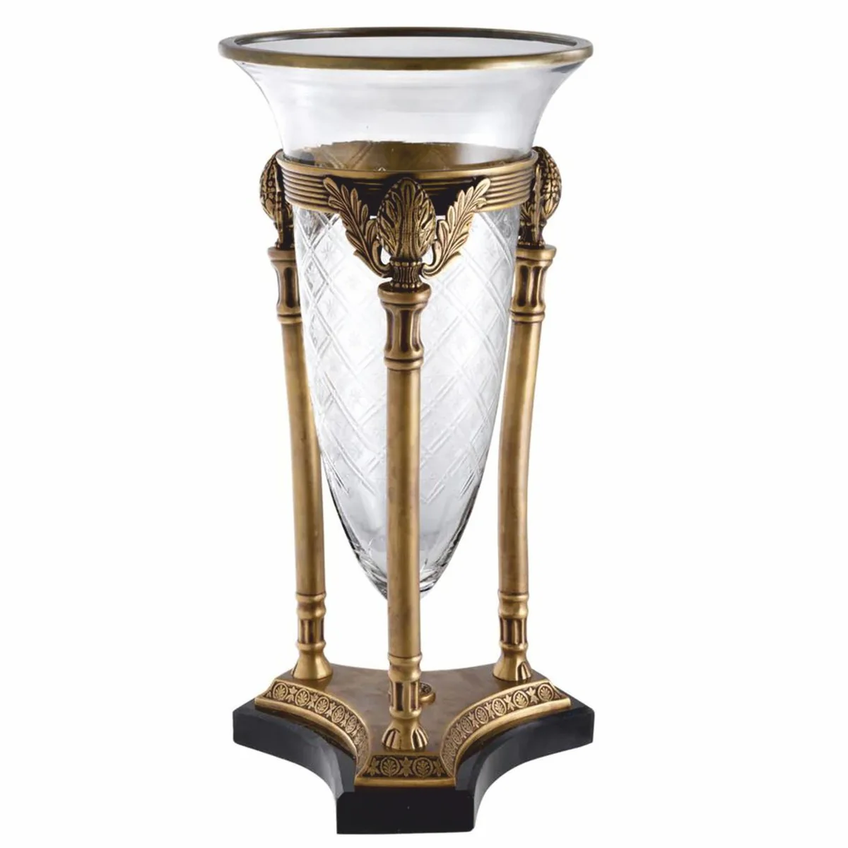 Luxury baroque candlestick vintage brass / black H. 51 cm