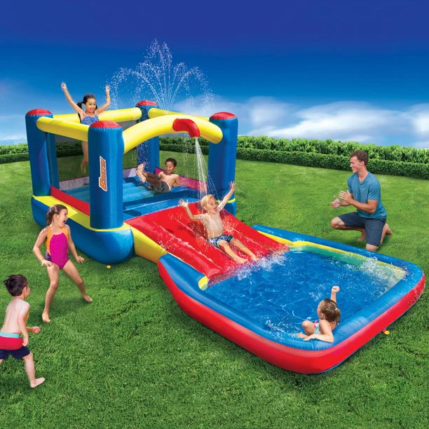 Banzai 2-in-1 Dry or Wet Inflatable Bouncer and Slide - for children ages 5-12