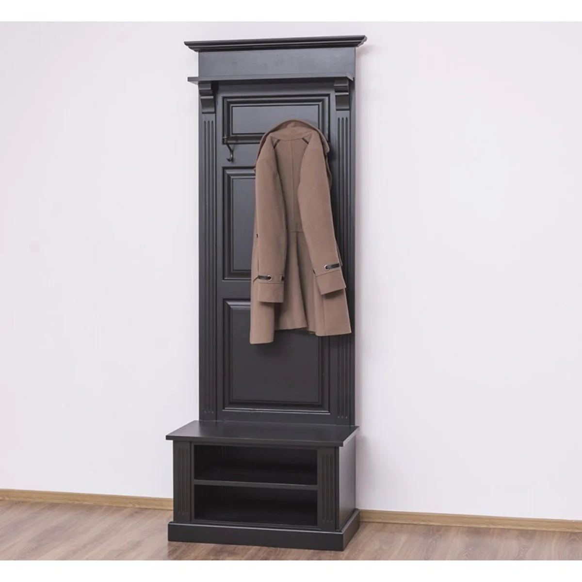 Art Nouveau wall coat rack with storage compartments black antique style - country house style wardrobe