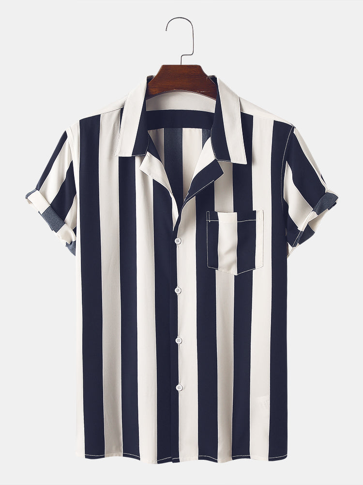 Stripes Casual Short Sleeve Shirts