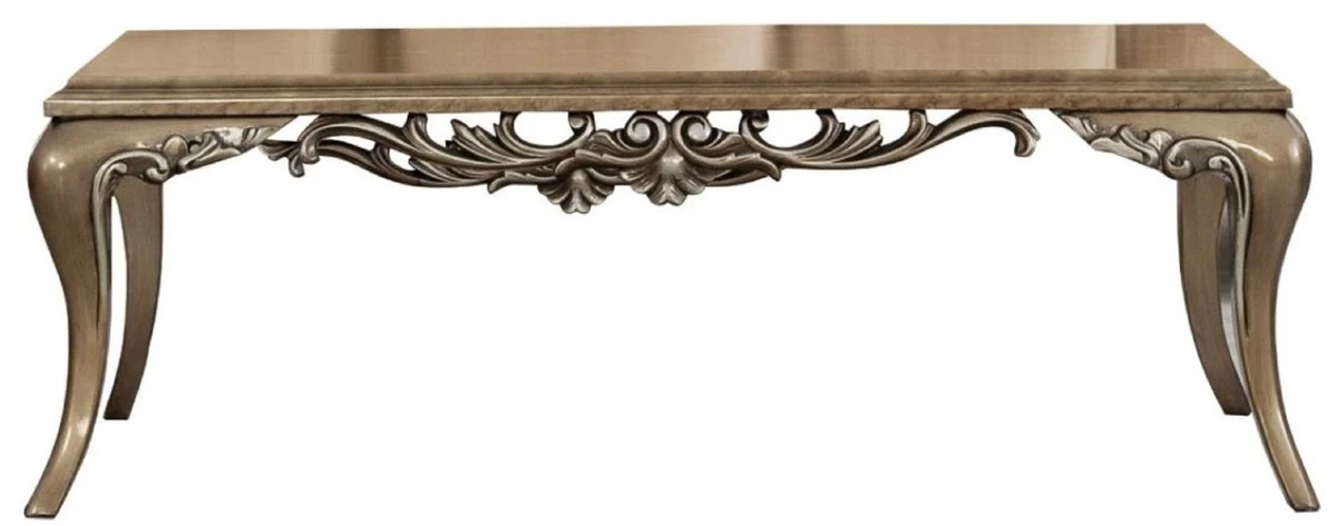 Luxury baroque coffee table brown / silver - magnificent living room table in baroque style - handmade solid wood table - baroque living room furniture