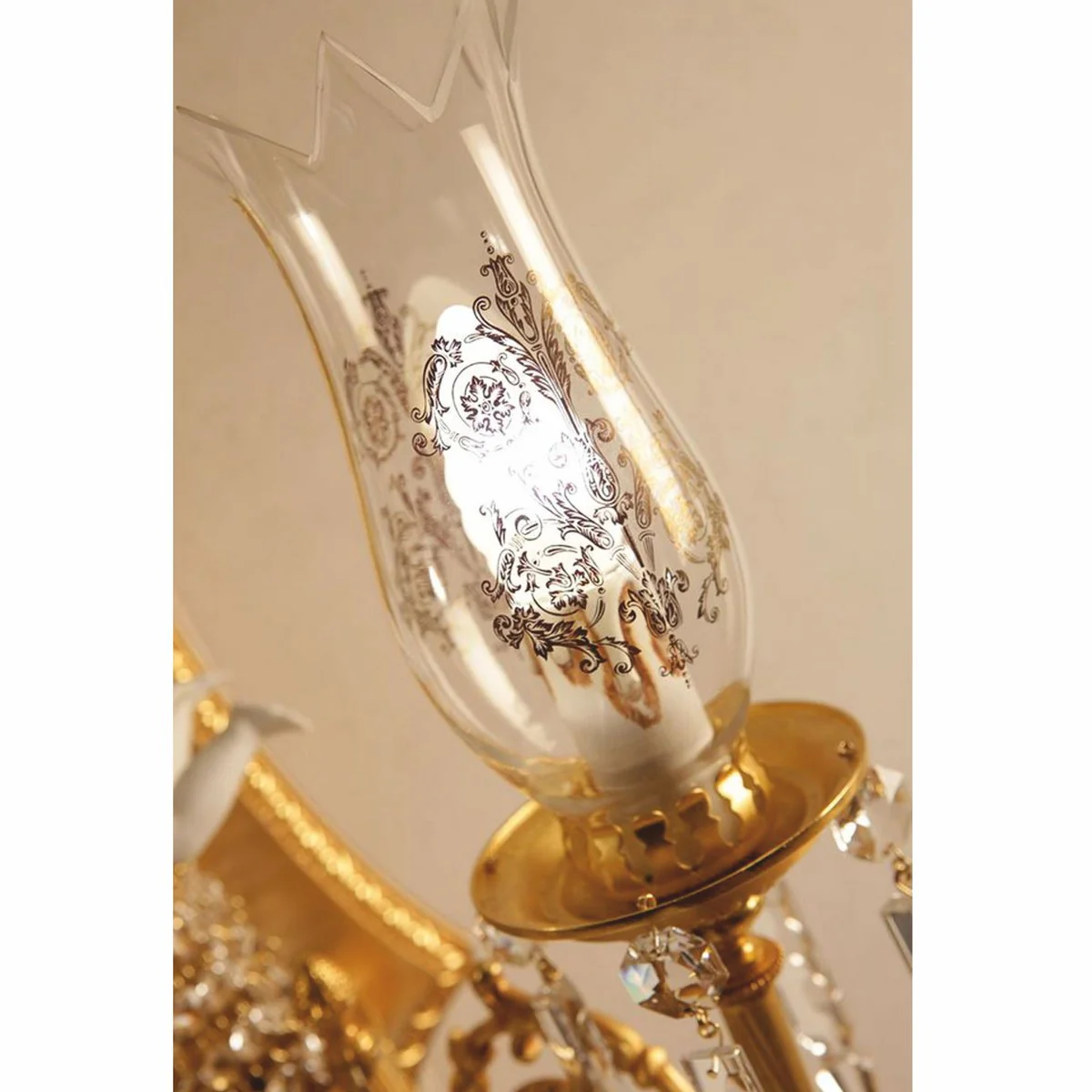 Luxury Baroque Crystal Double Wall Lamp Bronze / White 40 cm - Made in Italy