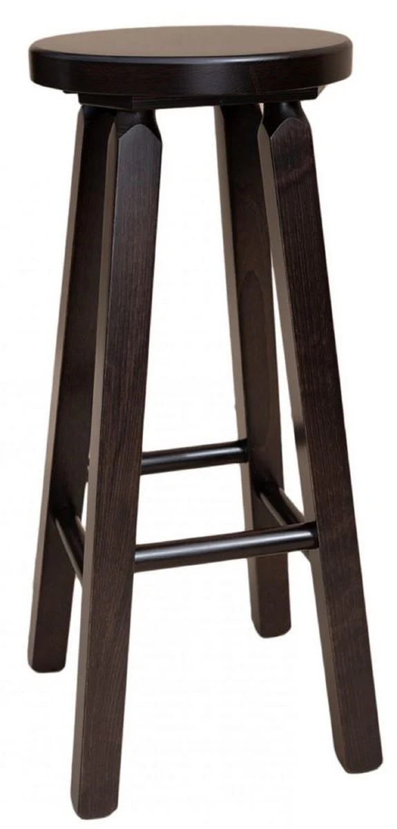 Country house style solid wood bar stool dark brown H. 80 cm - bar furniture
