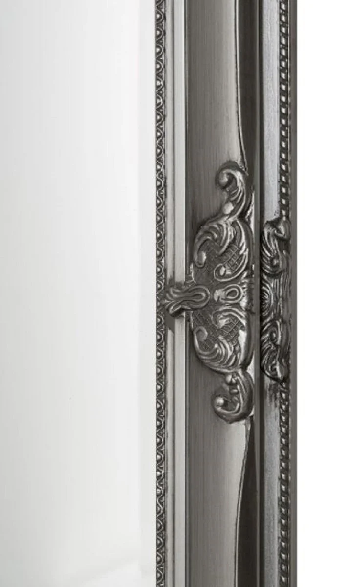Baroque wall mirror silver 72 x H. 162 cm - Handcrafted baroque mirror with wooden frame and beautiful decorations