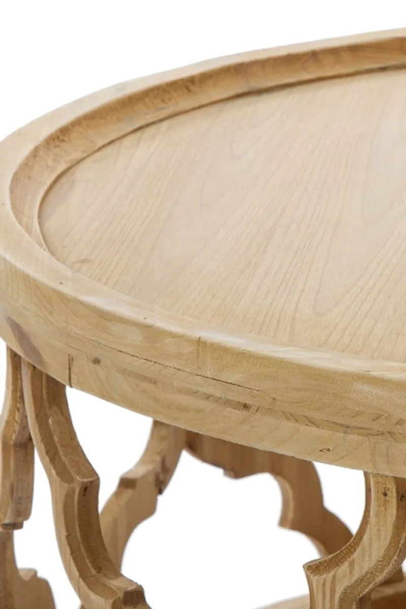 Designer coffee table natural colors Ø 80 x H. 37 cm - Modern round wooden living room table