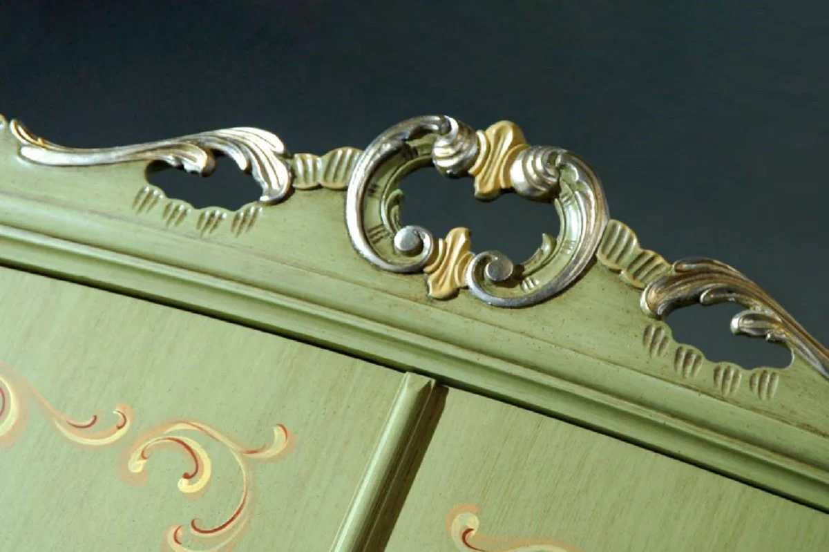 Luxury Baroque Bedroom Wardrobe Green - Handmade Wardrobe with 8 Doors - Baroque Bedroom & Hotel Furniture - Premium Quality - Made in Italy