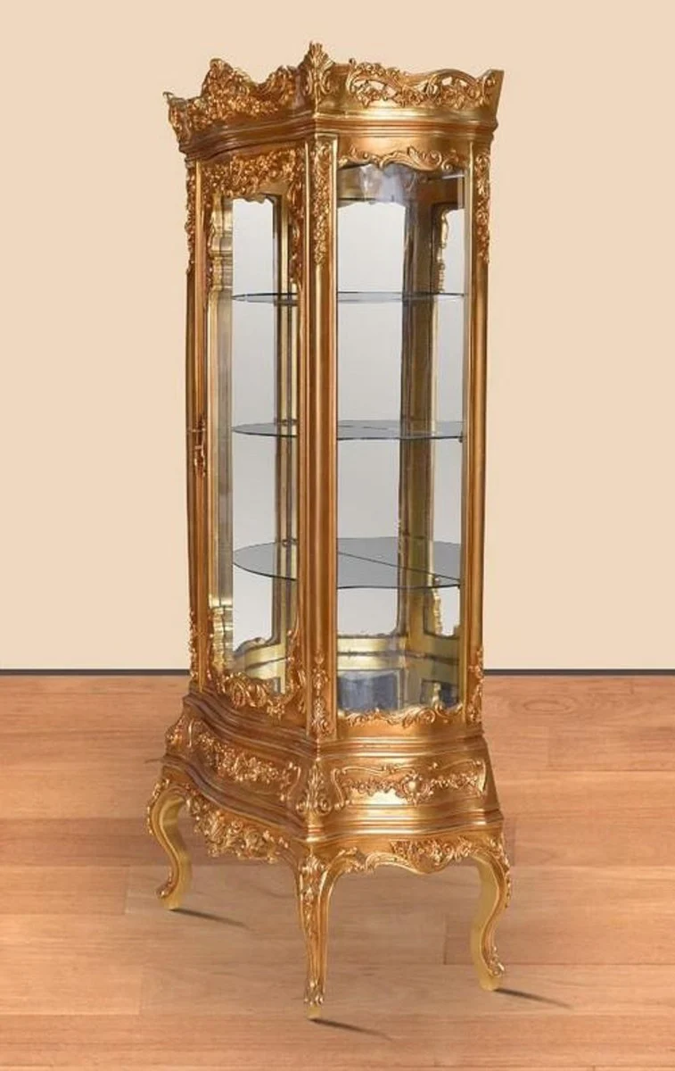 Baroque display cabinet gold - Magnificent baroque display cabinet with drawer - Handcrafted baroque living room furniture