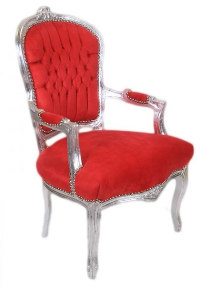 Baroque Salon Chair Red / Silver - Antique Design Furniture