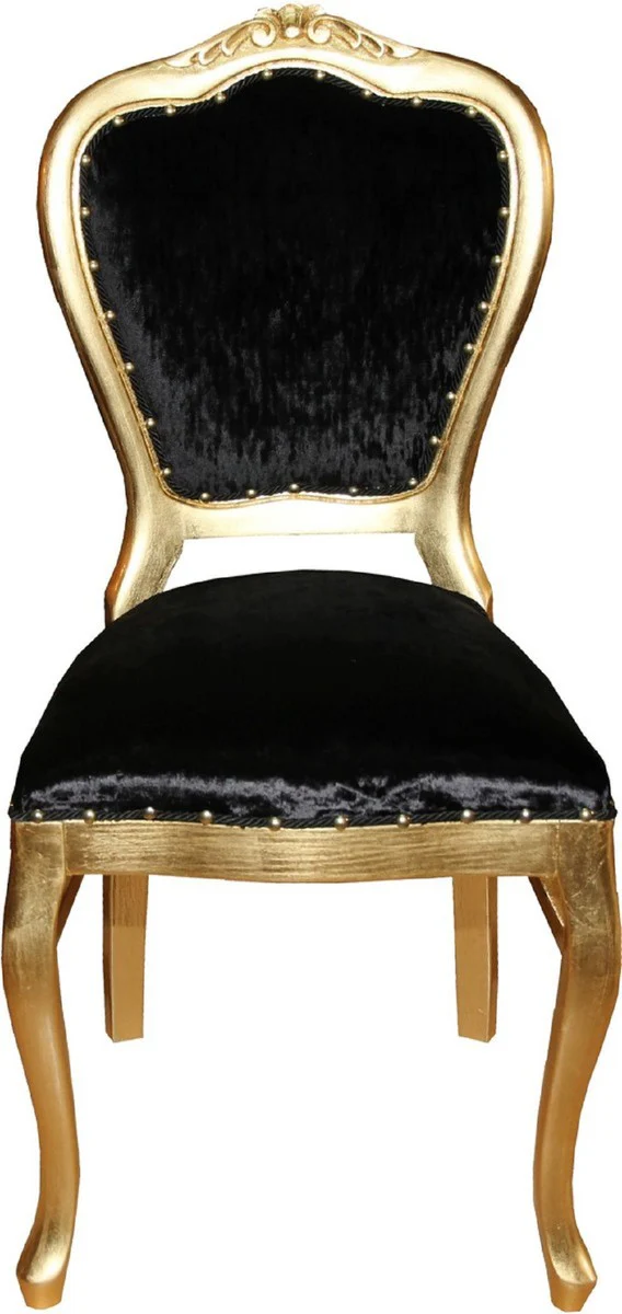 Luxury Baroque dining room set black / gold 45 x 46 x H. 99 cm - 6 handmade dining chairs - Baroque dining room furniture