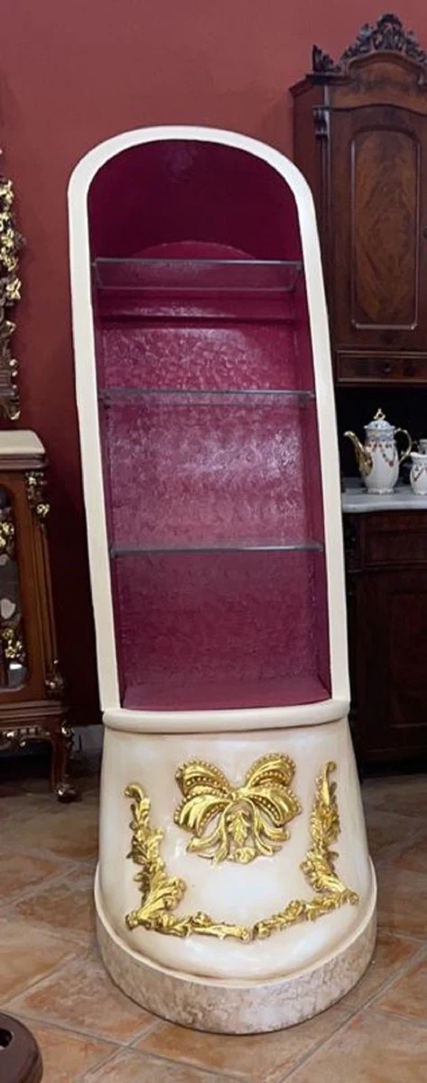 Luxury Baroque High Heel Display Cabinet Purple / Cream / Gold - Handcrafted Solid Wood Women