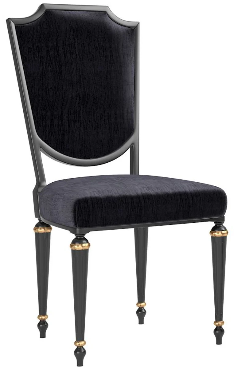 Luxury Baroque Dining Room Chair Set Black / Antique Gold 50 x 50 x H. 105 cm - Noble Kitchen Chairs - Baroque Chairs Set of 6 - Dining Room Furniture