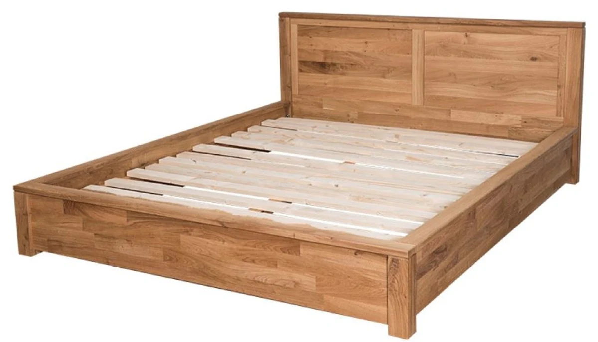 Country house style oak wood bed natural colors 180 x 200 cm - bedroom furniture in country house style