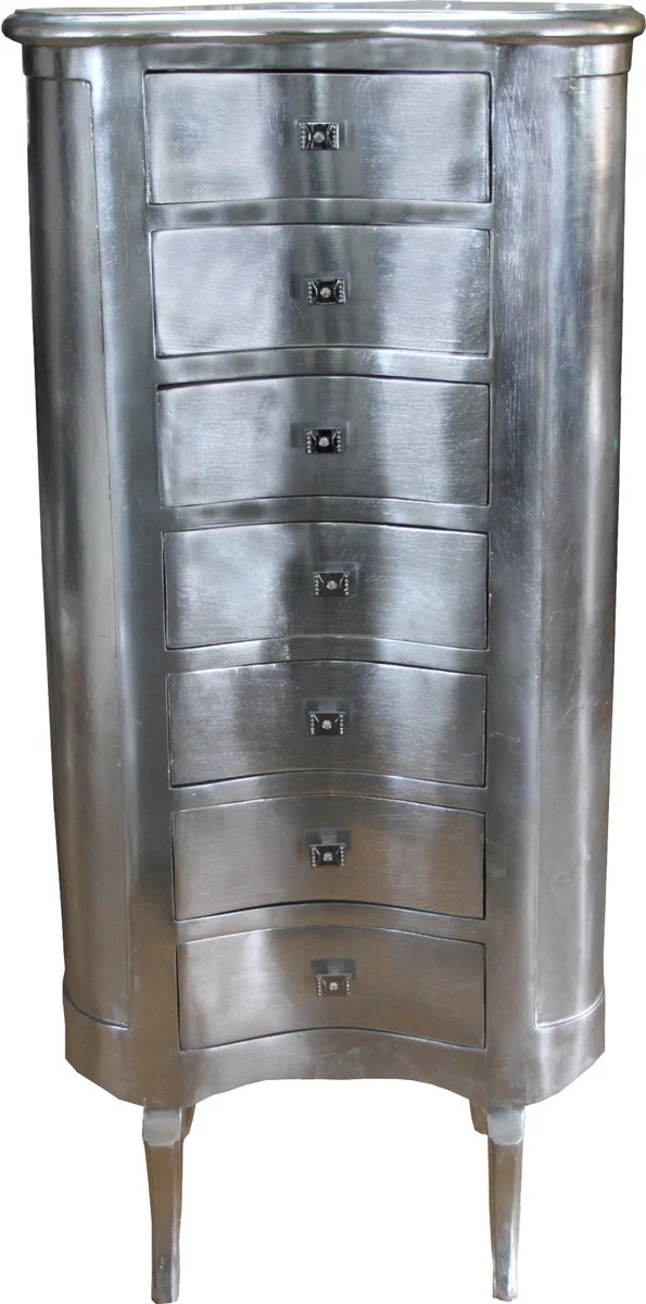 Baroque chest of drawers silver with 7 drawers oval - antique style - baroque furniture