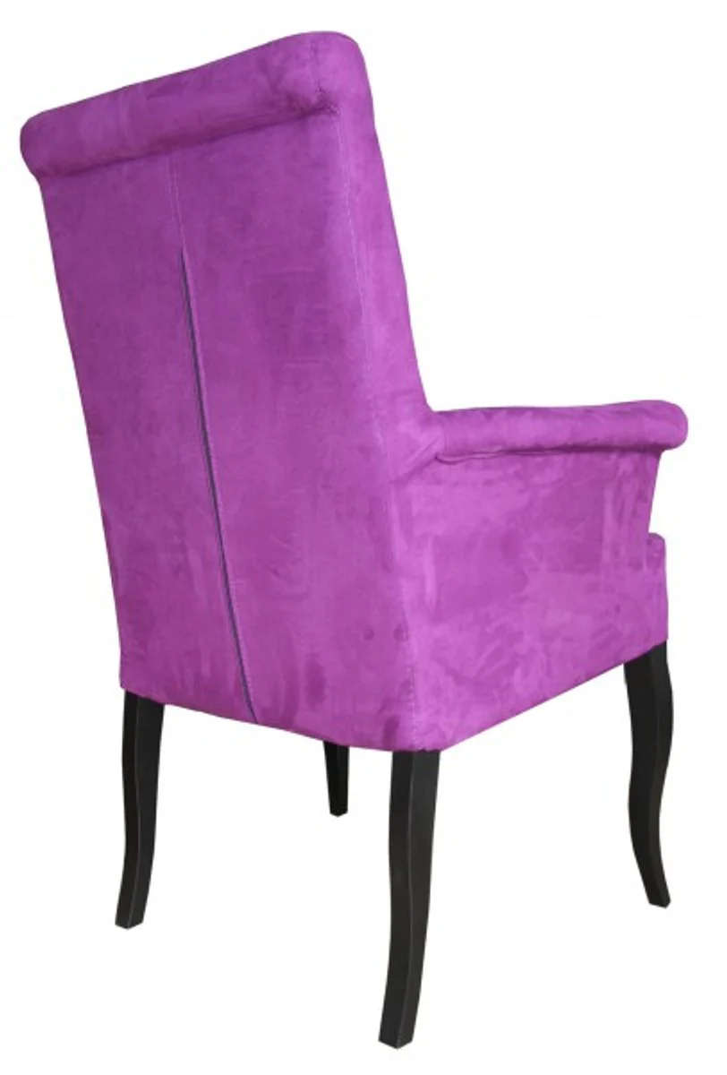 Luxury dining room chair purple / black with armrests - Baroque furniture