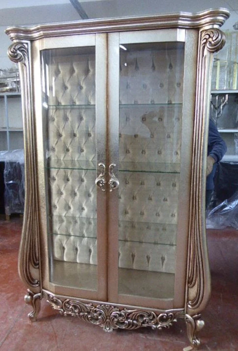Luxury baroque display cabinet silver - handmade solid wood display cabinet with 2 glass doors - magnificent baroque furniture
