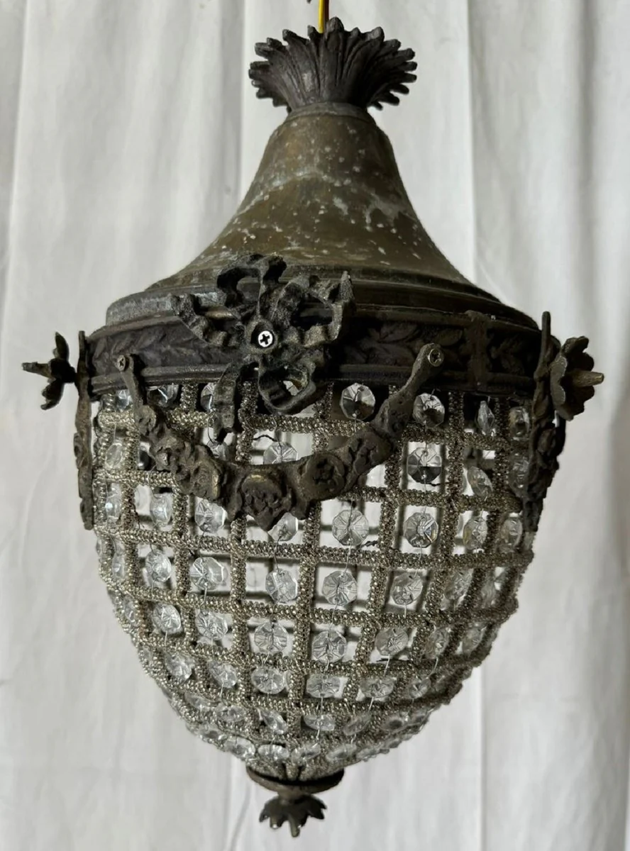 Baroque Crystal Pendant Lamp Oxidized H. 35 cm - Baroque Lights