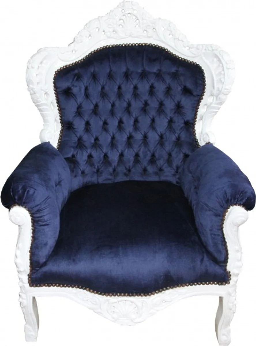 Baroque armchair King royal blue/white