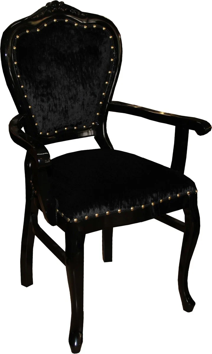 Baroque luxury chair with armrests black / black