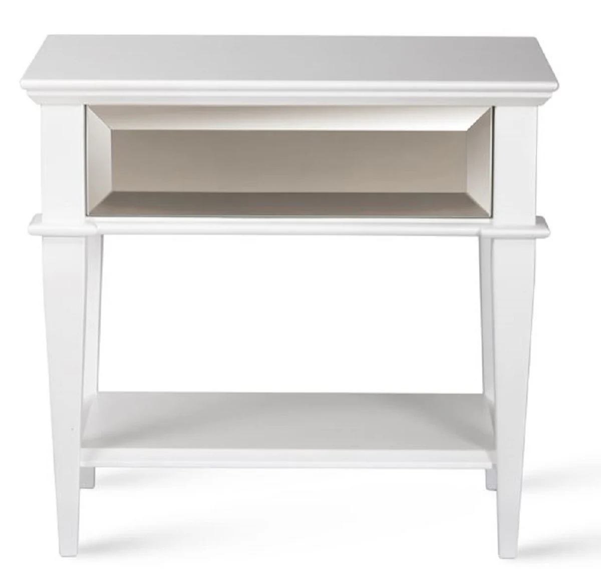 Luxury Art Deco bedside table white 60 x 40 x H. 56 cm - Mirrored side table with drawer - Bedroom furniture - Children