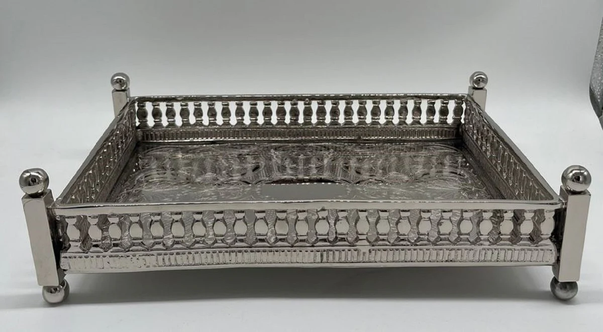 Luxury brass serving tray silver 32 cm