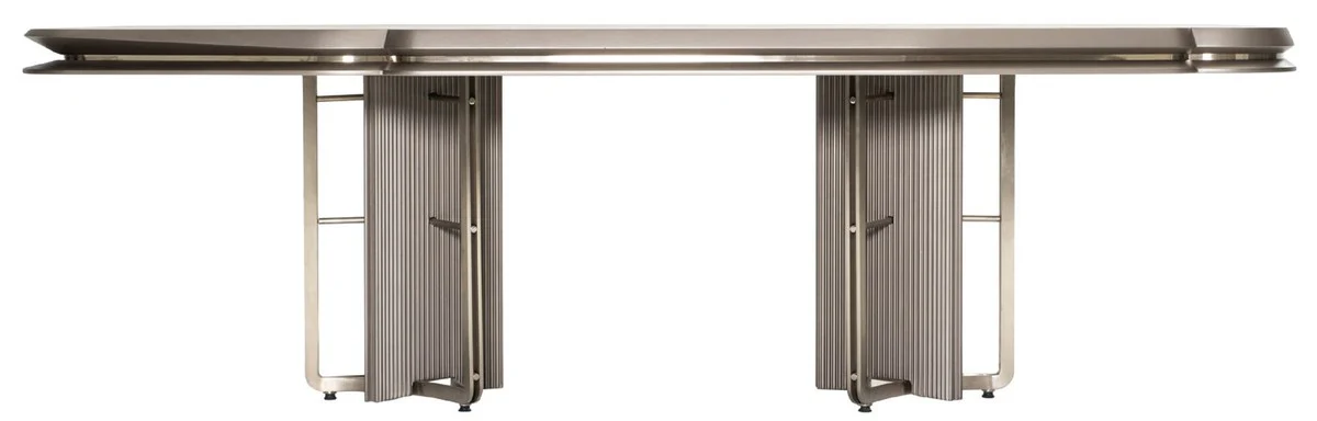 Luxury dining table gray / silver 251 cm - Luxury dining room furniture