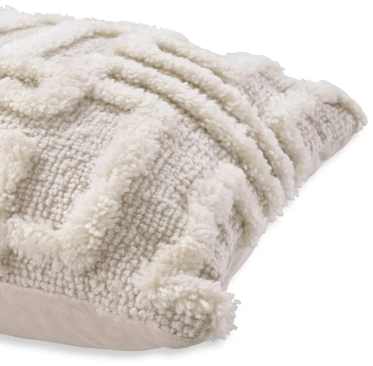 Luxury cushion ivory 50 x 50 cm - Handwoven decorative wool cushion - Square decorative cushion - Living room decoration - Luxury decorative accessories - Luxury collection