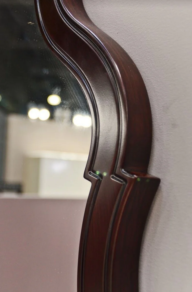 Art Deco mirror dark brown 89 x 3 x H. 89 cm - Elegant mahogany wall mirror - Cloakroom mirror - Living room mirror - Art Deco furniture