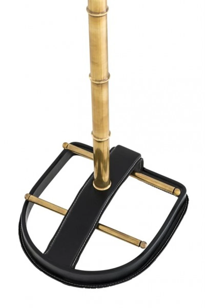 Designer luxury coat rack vintage brass / black leather - Dressboy - clothes rack suit rack - Baroque Empire Art Deco Art Nouveau Biedermeier