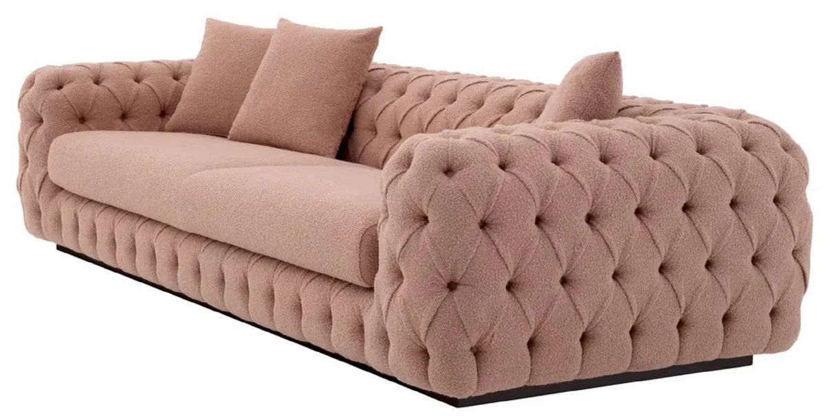 Luxury Chesterfield Sofa Vintage Pink / Black 255 x 105 x H. 60 cm - Living Room Sofa - Hotel Sofa - Living Room Furniture - Chesterfield Furniture - Luxury Furniture - Luxury Furnishings
