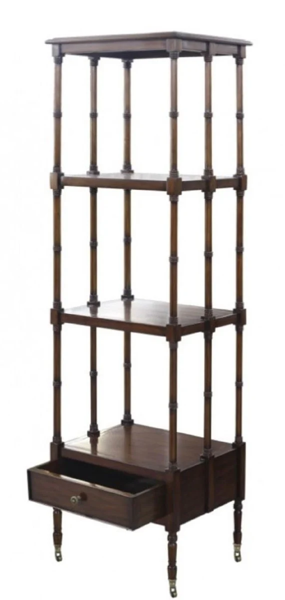 Luxury living room cabinet / shelf cabinet with drawer dark brown 44 x 36 x H. 163 cm - luxury living room furniture