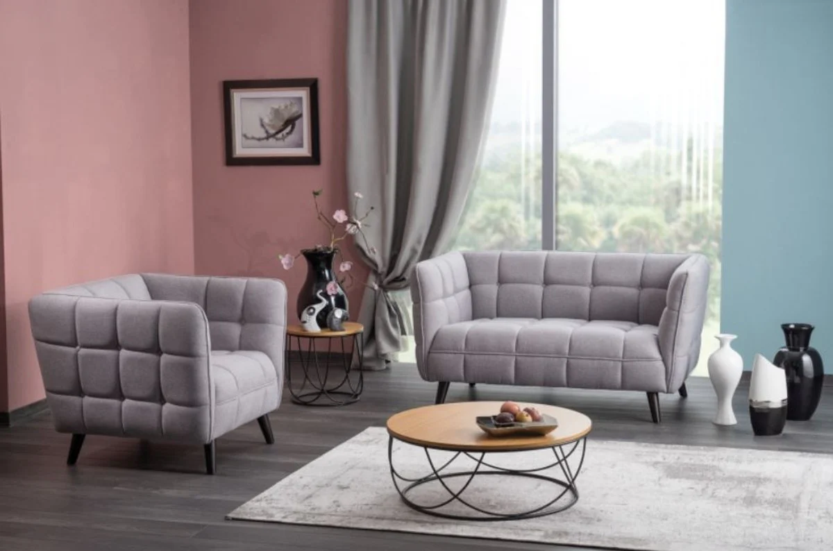 Luxury sofa gray / black 142 x 85 x H. 78 cm - Living room couch - Luxury furniture